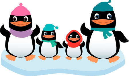 The vector image of the family of the penguins on an ice floe.のイラスト素材
