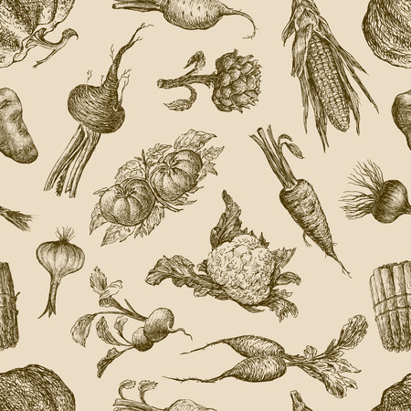 Vector pattern of the ripe vegetables.のイラスト素材