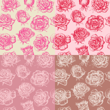 Vector background of the various hand drawn roses.のイラスト素材