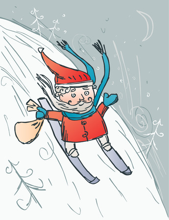 The vector image of a Santa Claus skiing.のイラスト素材