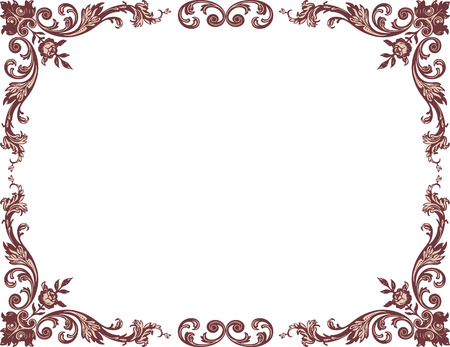 Vector image of a floral frame in vintage style.のイラスト素材