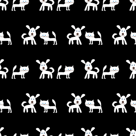 Vector pattern of the cartoon cats and dogsのイラスト素材