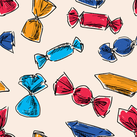 A pattern of the different sweets on plain background.のイラスト素材