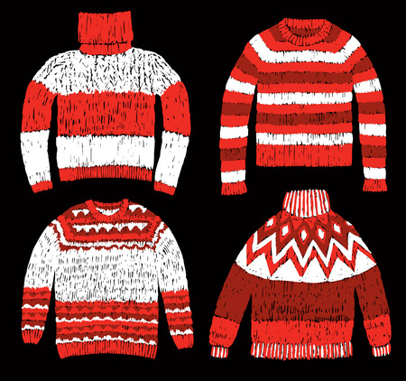 Set of knitted wool sweatersのイラスト素材