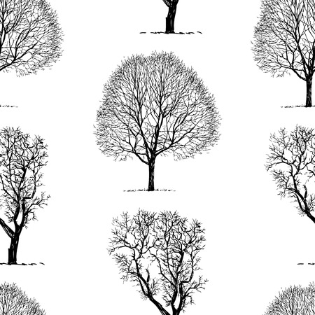 Pattern of two trees silhouettesのイラスト素材