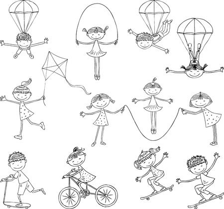 Sports children in summer dayのイラスト素材