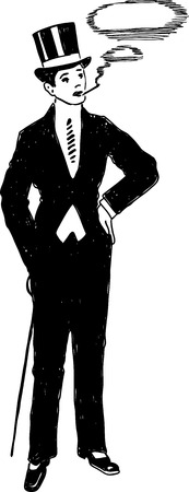 Silhouette of a person in a vintage costumeのイラスト素材