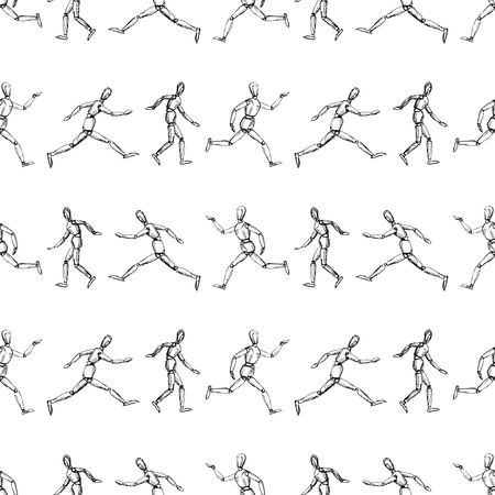 Seamless background of running human mannequinsのイラスト素材
