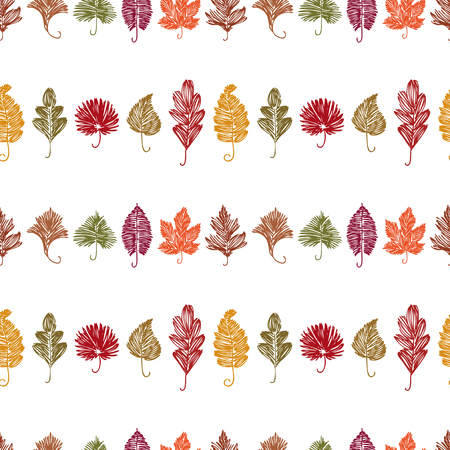 Pattern of different leaves doodlesのイラスト素材