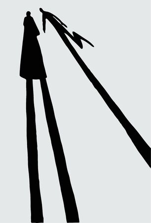 Vector image of shadows of couple citizens on urban sidewalkのイラスト素材