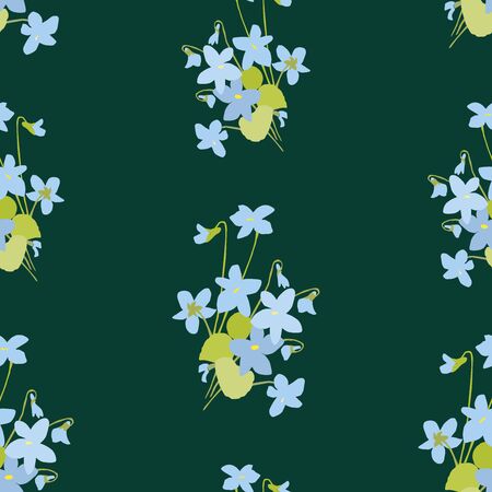 Seamless pattern of bouquets blue spring violetsのイラスト素材