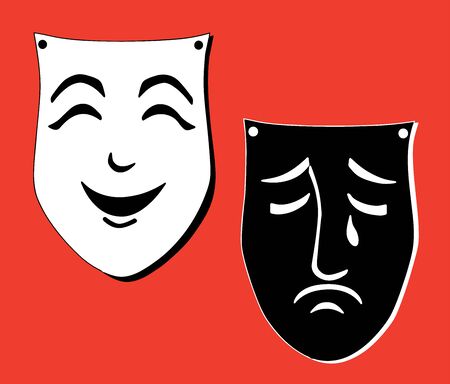 Vector image of emotional cheerful and sad masksのイラスト素材