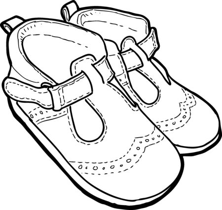 Outline drawing of summer sandals for little kidsのイラスト素材
