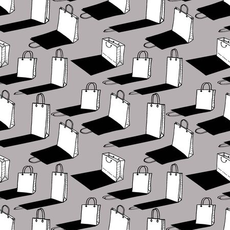 Seamless background of shopping bags with shadowsのイラスト素材