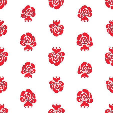 Seamless background of silhouettes decorative flower headのイラスト素材