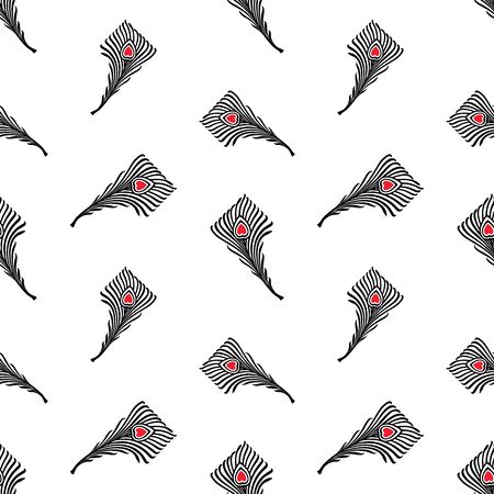 Seamless background of decorative black birds feathersのイラスト素材