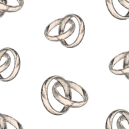 Seamless background of sketches wedding rindsのイラスト素材
