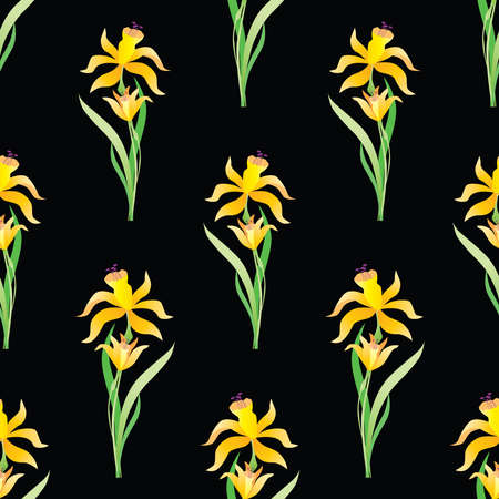 Seamless pattern of yellow daffodilsのイラスト素材