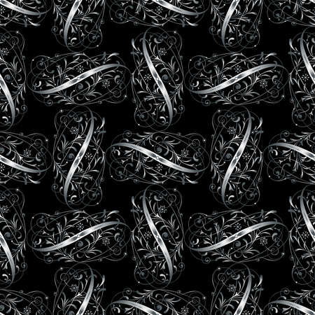 Seamless pattern of vintage ornamental design elements