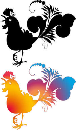 Vector drawing of silhouette decorative fantasy cockのイラスト素材