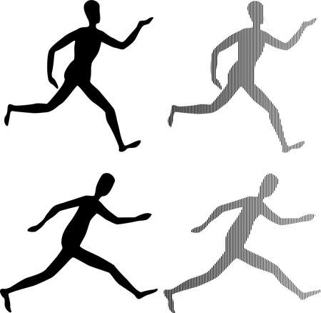 Vector drawings of silhouettes abstract running human figuresのイラスト素材