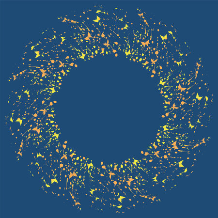 Abstract round border from silhouettes butterflies and spotsのイラスト素材