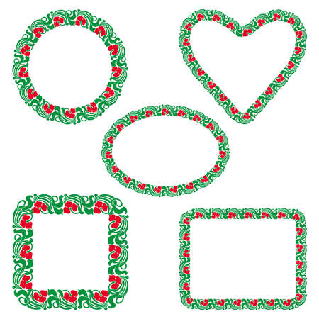 Set of decorative floral borders in vintage styleのイラスト素材