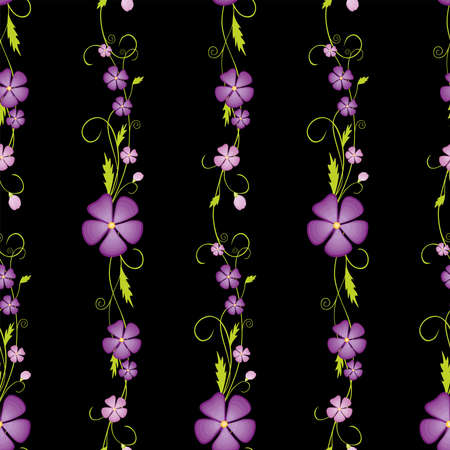 Seamless background with decorative violets with tendrils and budsのイラスト素材
