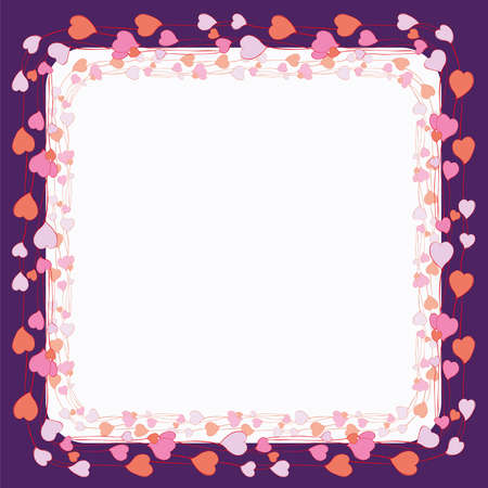 Greeting card with decorative border from drawn heart shapesのイラスト素材