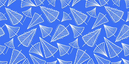 Seamless pattern of contours abstract decorative frozen christmas trees