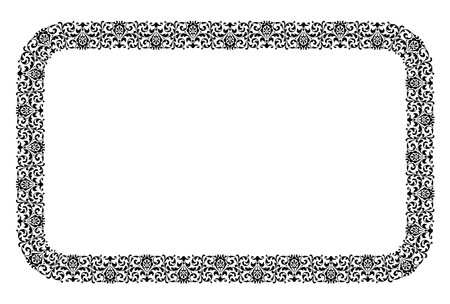 Border ornamental,silhouette,black, greeting,decor,card, frame floral, vintage, design element, vector illustration,isolated on whiteのイラスト素材