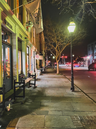 Downtown street in Charleston, South Carolina, USAの写真素材