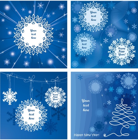 Four beautiful New Year gift cards, vector illustrationのイラスト素材