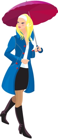 Beautiful blond girl with umbrellaのイラスト素材