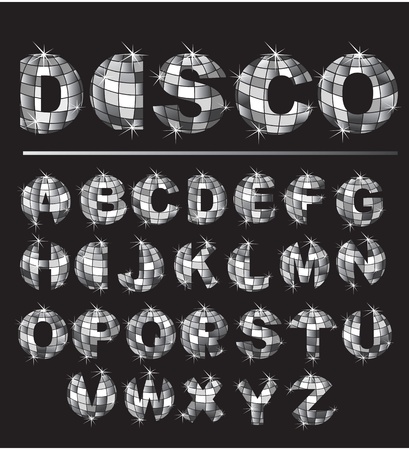 Alphabet - Silver disco ball lettersのイラスト素材