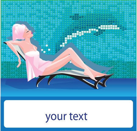 woman in spa center on mosaic backgroundのイラスト素材