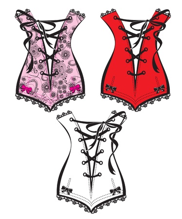 set of beautiful retro clothes illustration - corsetsのイラスト素材