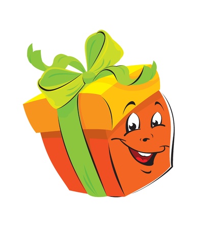 Gift Box cartoon with funny faceのイラスト素材