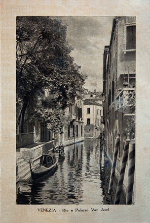 ITALY - CIRCA 1910: A picture printed in Italy shows image of Palazzo Van Axel in Venice, Vintage postcards "Italy" series, circa 1910のeditorial素材