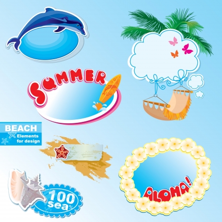 summer beach frames and elements setのイラスト素材