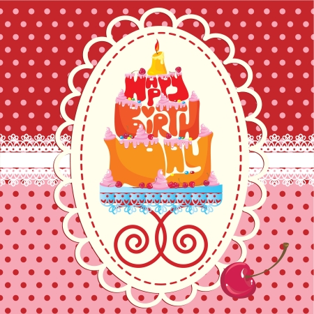 Cake Formed From Happy Birthday Text - cardのイラスト素材