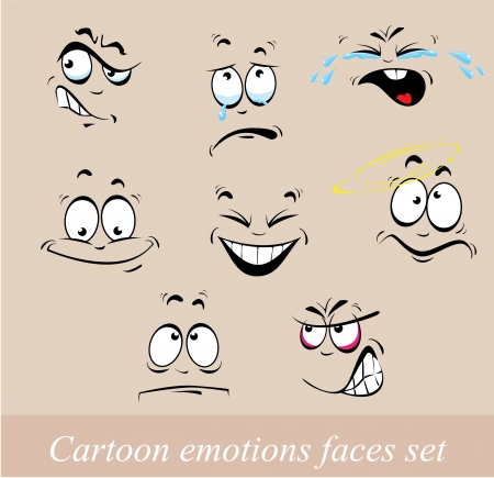 Cartoon emotions faces setのイラスト素材