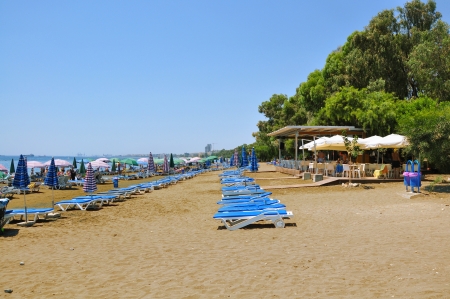 Chairs on the beach, Cyprusのeditorial素材