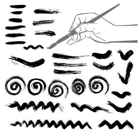 Collection of paint splash  Set of brush strokes and skribblesのイラスト素材