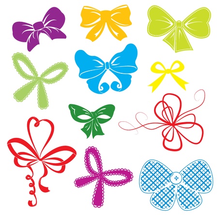 Set of different colors bowsのイラスト素材