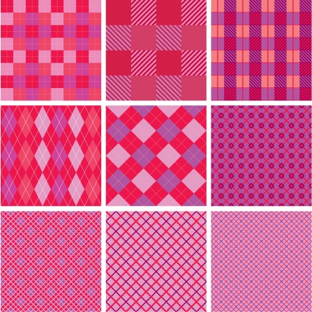 Set of plaid seamless patterns in pink colors for girlsのイラスト素材