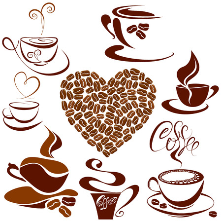 Set of coffee cups iconsのイラスト素材
