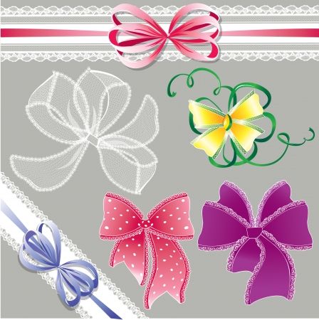 Set of different colors lace bows - for holidays designのイラスト素材