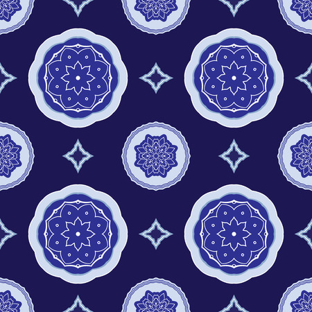 Squared background - ornamental seamless pattern. Design for bandanna, carpet, shawl, pillow or cushion.のイラスト素材