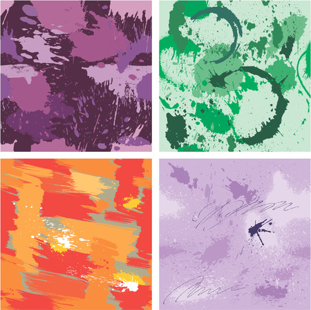 Set of seamless pattern with blots and ink splashes. Abstract background for design in grunge style. Ready to use as swatch. のイラスト素材